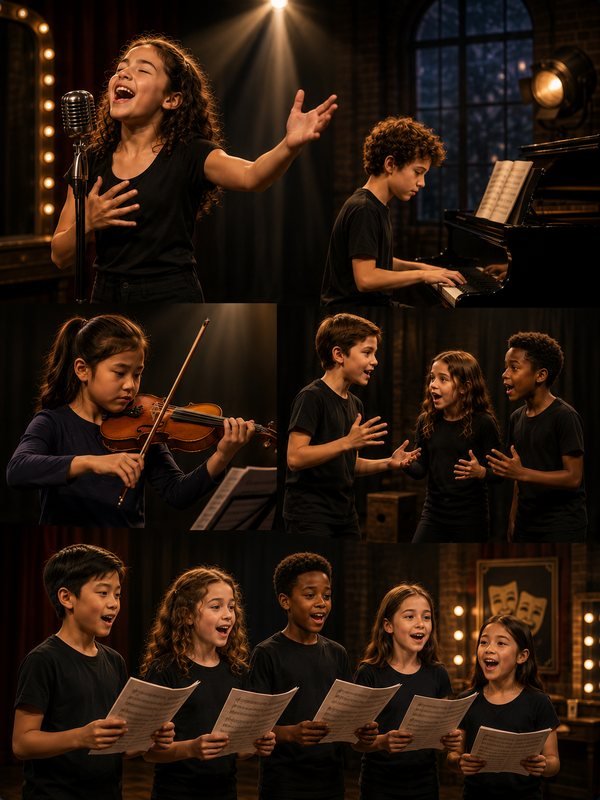 A student singing in a vocal and music lesson at Bravo Theater